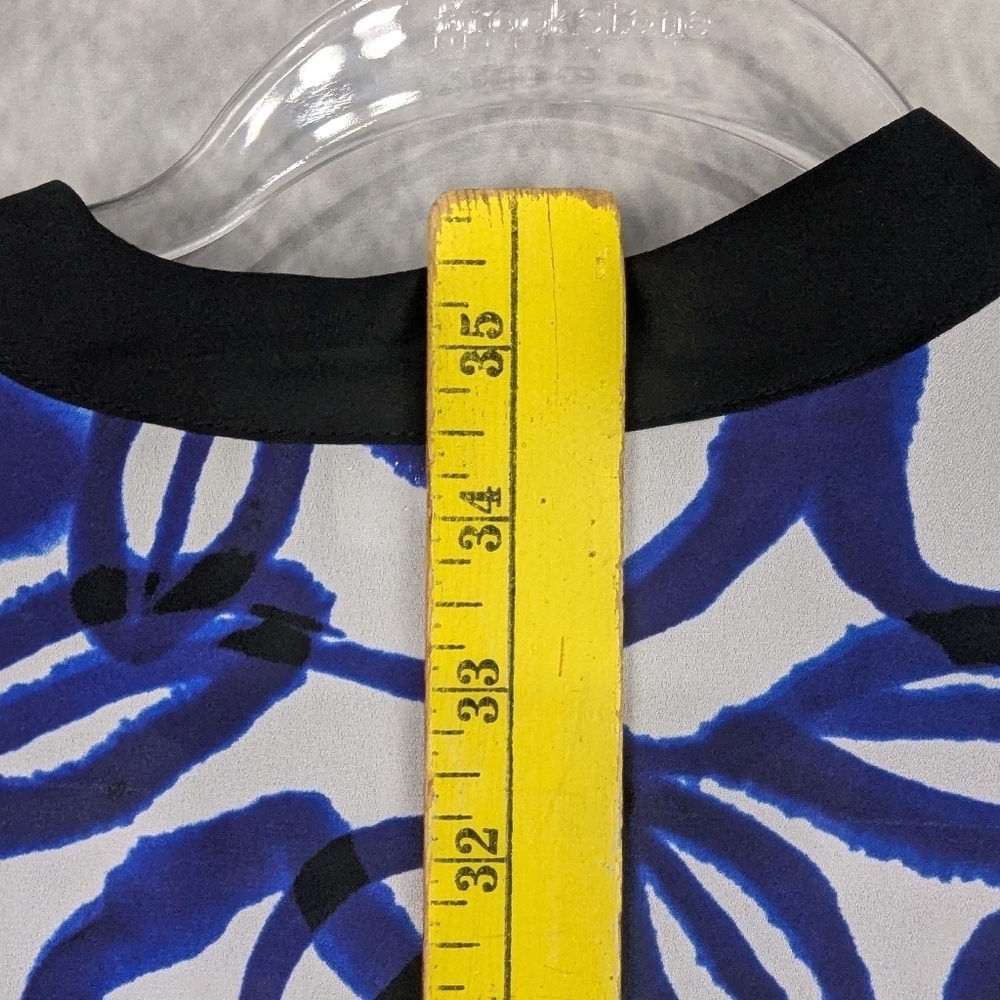 Slim Factor Large NWT Tunic Blouse Blue/Black/White Button Down - Picture 12 of 13